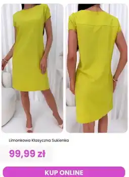 Modna Kiecka Sukienka ModnaKiecka.pl limonkowa klasyczna oferta