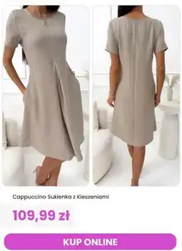 Modna Kiecka Sukienka z kieszeniami Cappuccino ModnaKiecka.pl oferta