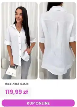 Modna Kiecka Koszula lniana biała ModnaKiecka.pl oferta