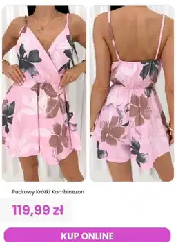 Modna Kiecka Kombinezon krótki ModnaKiecka.pl pudrowy oferta