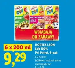 Lidl Sok 100% Hortex Leon Psi Patrol 6-pak multiwitamina oferta