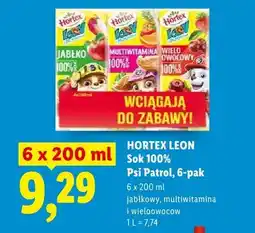 Lidl Sok 100% Hortex Leon Psi Patrol 6-pak wieloowocowy oferta