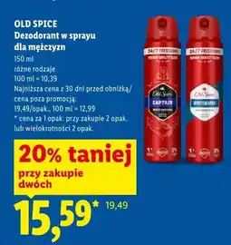 Lidl Dezodorant w sprayu dla mężczyzn Old Spice Captain oferta