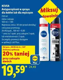 Lidl Antyperspirant w sprayu dla kobiet Nivea Fresh Natural XXL oferta