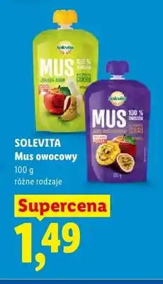 Lidl Mus owocowy Solevita jabłko banan 100% owoców bez dodatku cukru oferta