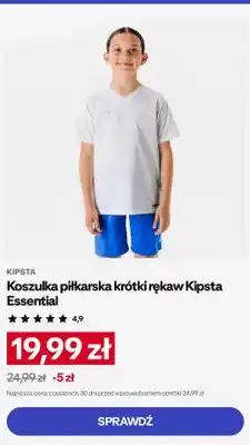 Decathlon Koszulka piłkarska krótki rękaw Kipsta Essential oferta