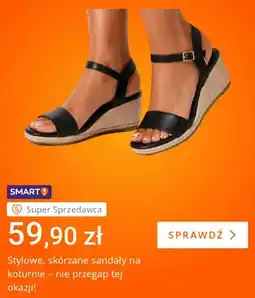 Allegro Sandały damskie skórzane na koturnie oferta