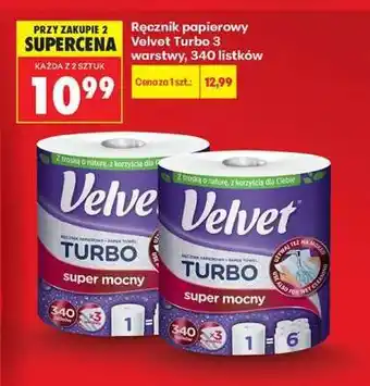 Biedronka Ręcznik papierowy Velvet Turbo 3 warstwy 340 listków oferta