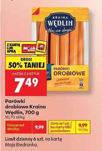 Biedronka Parówki drobiowe Kraina Wędlin 700 g oferta