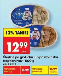 Biedronka Śledzie po gryficku lub po wolińsku Kapitan Navi 500 g oferta
