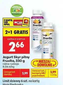 Biedronka Jogurt Skyr pitny Fruvita, 330 g oferta