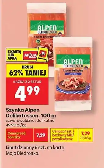 Biedronka Szynka Alpen Delikatessen oferta