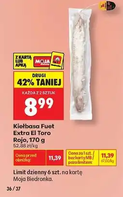 Biedronka Kiełbasa Fuet Extra El Toro Rojo, 170 g oferta