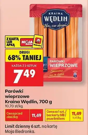 Biedronka Parówki wieprzowe Kraina Wędlin 700 g oferta