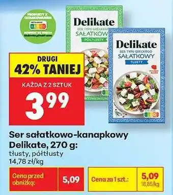 Biedronka Ser sałatkowo-kanapkowy Delikate, 270 g oferta