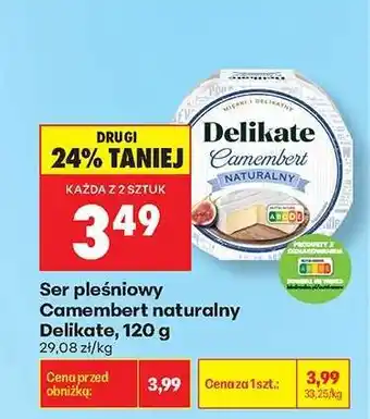 Biedronka Ser pleśniowy Camembert naturalny Delikate, 120 g oferta