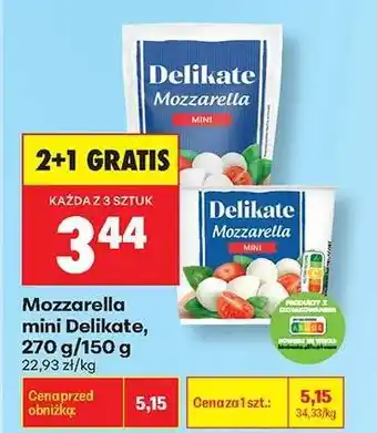 Biedronka Mozzarella mini Delikate, 270 g/150 g oferta