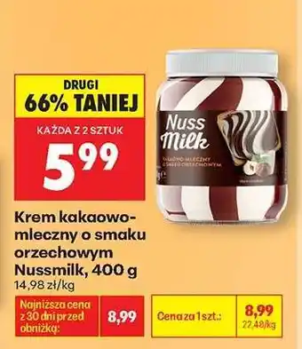 Biedronka Krem kakaowo-mleczny o smaku orzechowym Nussmilk, 400 g oferta