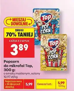 Biedronka Popcorn do mikrofal Top, 300 g oferta