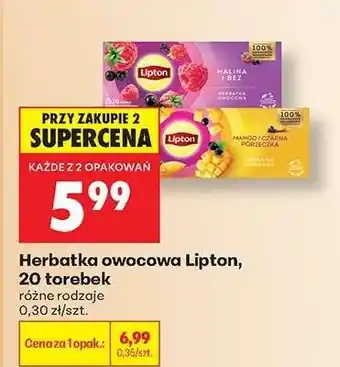 Biedronka Herbatka owocowa Lipton 20 torebek oferta