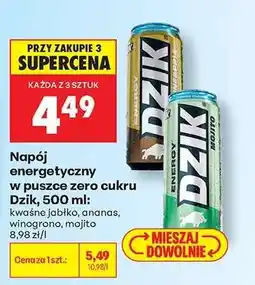 Biedronka Napój energetyczny w puszce zero cukru Dzik, 500 ml oferta