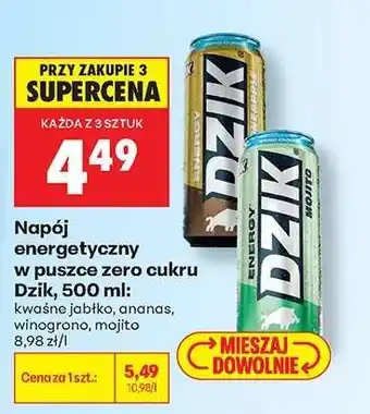 Biedronka Napój energetyczny w puszce zero cukru Dzik, 500 ml oferta