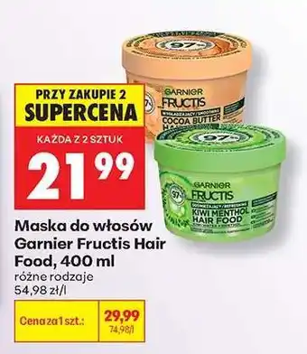 Biedronka Maska do włosów Garnier Fructis Hair Food, 400 ml oferta