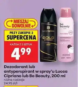 Biedronka Dezodorant lub antyperspirant w spray’u Lucca Cipriano lub Be Beauty, 200 ml oferta