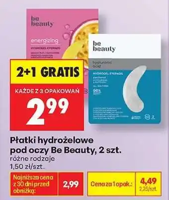 Biedronka Płatki hydrożelowe pod oczy Be Beauty, 2 szt oferta