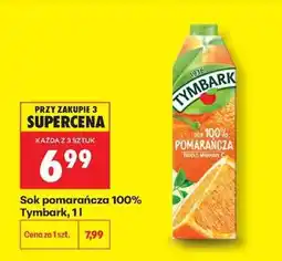 Biedronka Sok pomarańcza 100% Tymbark, 1l oferta