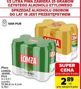 Carrefour Piwo ŁOMŻA JASNE, PILS oferta