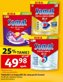 Auchan Tabletki do zmywarki regular Somat Excellence 4In1 oferta