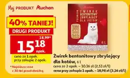Auchan Żwirek bentonitowy zbrylający dla kotów Auchan Różnorodne (Logo Czerwone) oferta