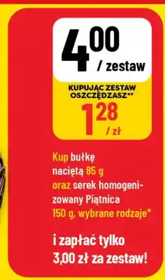 Polomarket Zestaw bułka nacięta + serek homogenizowany Piątnica oferta