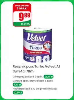 Dino Ręcznik papierowy Velvet Turbo 3-warstwowy 340 listków 78 m oferta