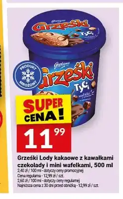 Twój Market Grześki Lody kakaowe z kawałkami czekolady i mini wafelkami oferta