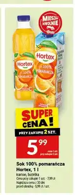 Twój Market Sok 100% pomarańcza Hortex karton oferta
