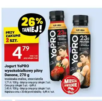 Twój Market Jogurt YoPro wysokobiałkowy pitny Danone truskawka-malina oferta