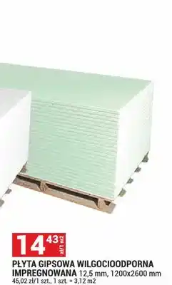 Merkury Market Płyta gipsowa wilgocioodporna impregnowana 12,5 mm 1200x2600 mm oferta