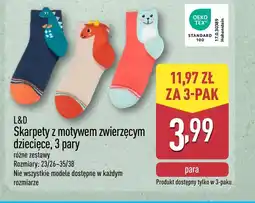 ALDI Skarpety dziecięce L & D oferta