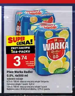 Twój Market Piwo bezalkoholowe Warka Radler Cytryna 4-pak oferta