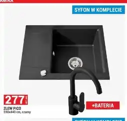Merkury Market Zestaw zlew Pico czarny + bateria + syfon oferta