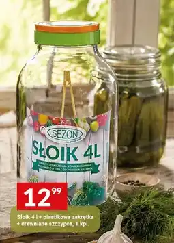 Twój Market Słoik 4 l z plastikową zakrętką i drewnianymi szczypcami oferta