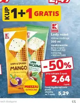 Kaufland Lody rożek K-Classic oferta