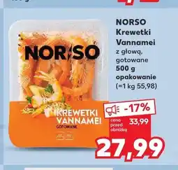Kaufland Krewetki Vannamei z głową gotowane Norso oferta