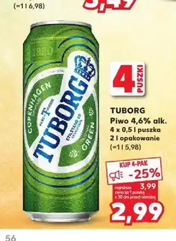 Kaufland Piwo Tuborg Green 4-pak oferta