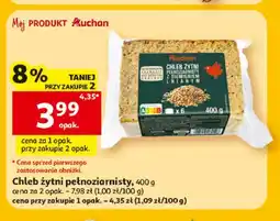 Auchan Chleb żytni pełnoziarnisty z siemieniem lnianym Auchan oferta
