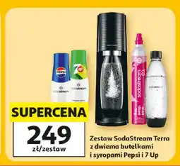 Auchan Zestaw SodaStream Terra z dwiema butelkami i syropami Pepsi i 7 Up oferta