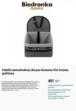 Biedronka Fotelik samochodowy dla psa Domarex Pet Cruiser, grafitowy oferta
