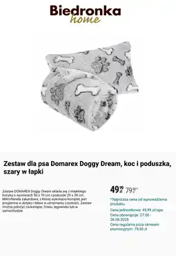 Biedronka Zestaw dla psa Domarex Doggy Dream, koc i poduszka, szary w łapki oferta